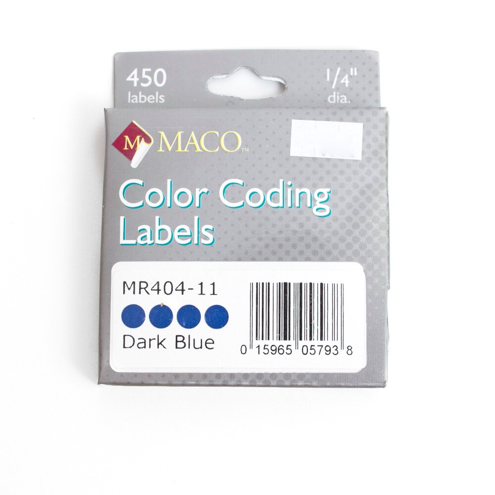Label, Art & School, 0.25", Maco, Color Coding, Round, Permanent, 29181, Dark Blue